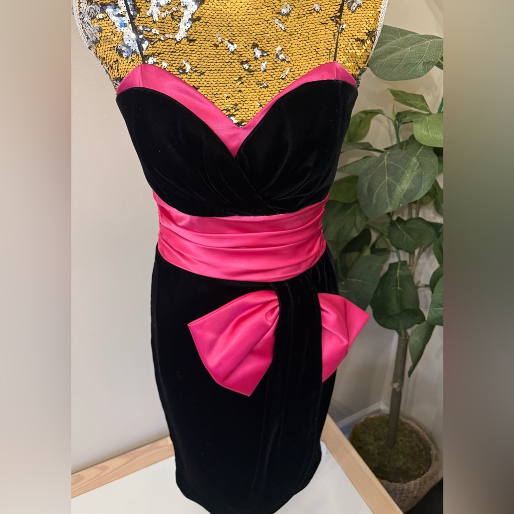 Darcy Brand Vintage Black and Pink Velvet dress